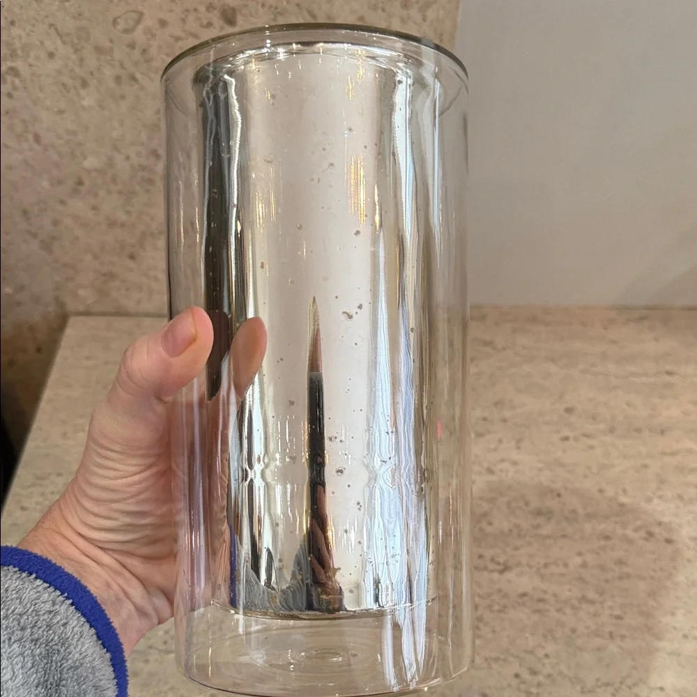 West Elm Silver Metallic Vase/Candle Holder